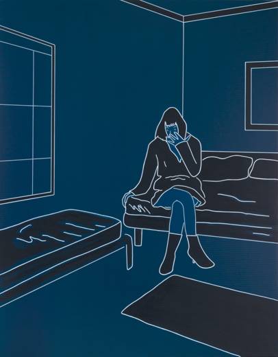 Women sitting on a bed